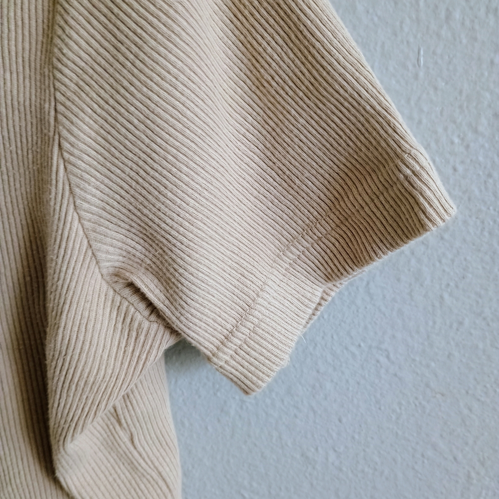 Women's Cream Ribbed Top - Picture 3 of 7